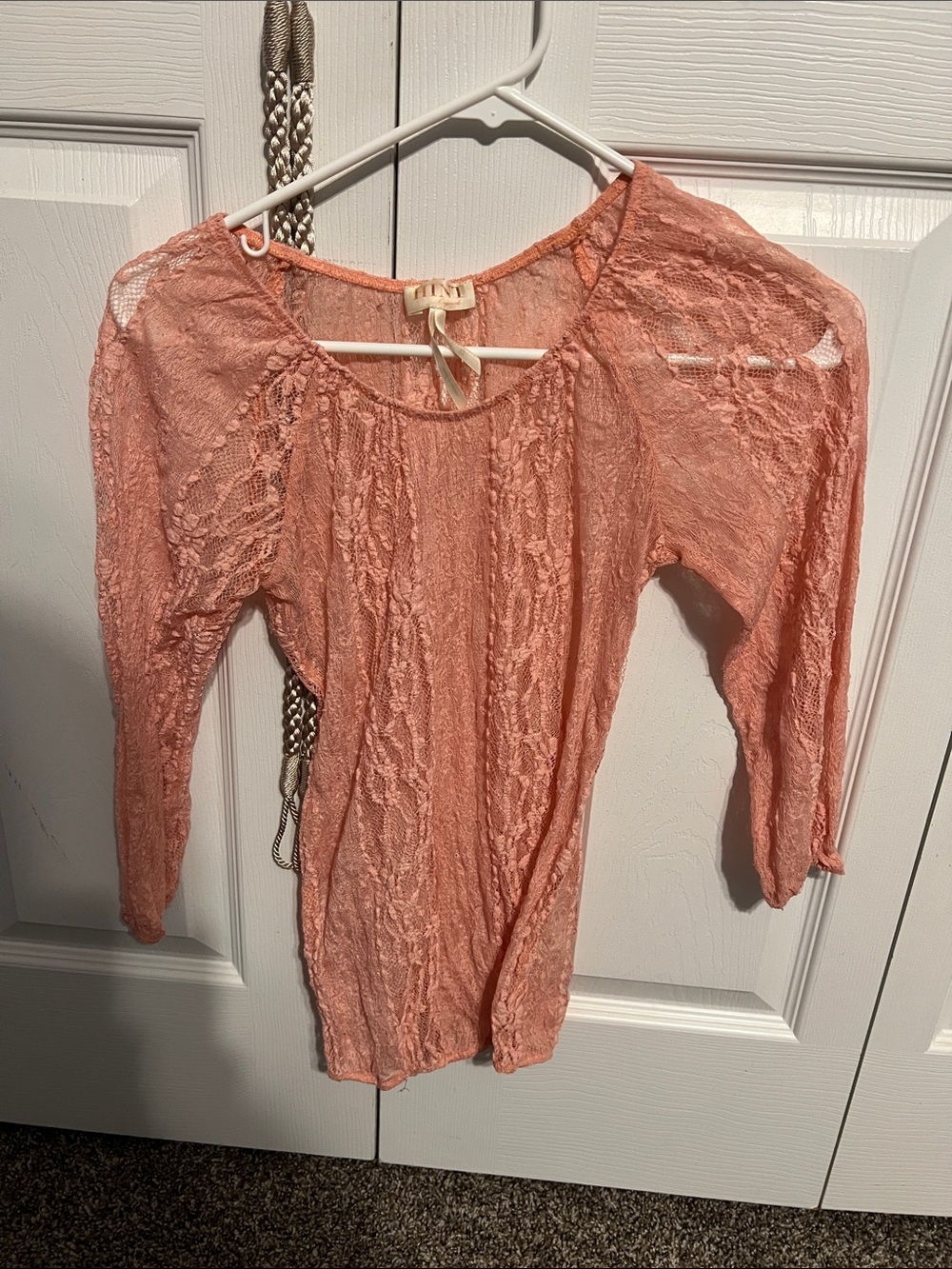 Women's Coral Lace Peasant Blouse